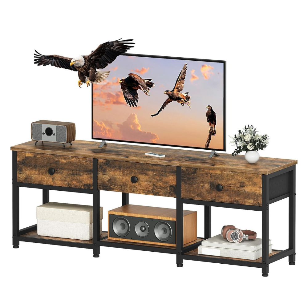 Untitled-design-2026-04-13T055411.163.png YATINEY TV Stand with 3 Fabric Drawers - Image 1